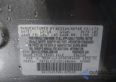 2019 Nissan Versa Note Sv from USA, damaged, VIN 3N1CE2CP0KL359120